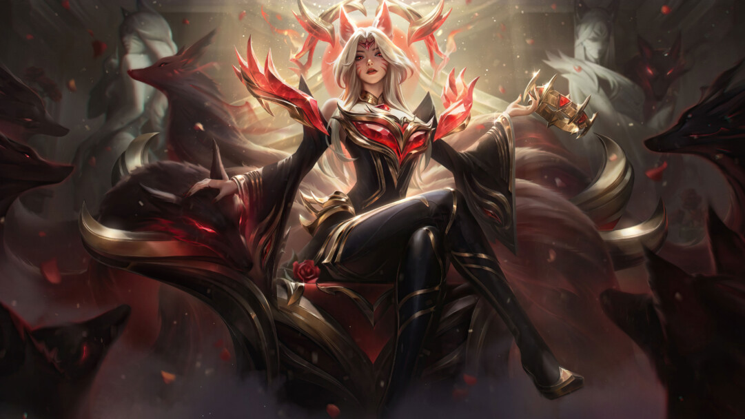 A mesmerizing 4K wallpaper featuring the Immortalized Legend Ahri skin from League of Legends. Ahri, the enchanting Nine-Tailed Fox, is elegantly portrayed amidst a backdrop of ethereal energy, embodying the timeless grace and power of a legendary figure within the League of Legends universe.