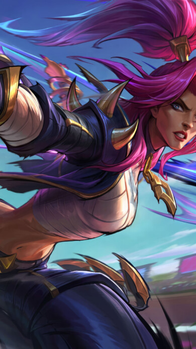 A stunning 4K wallpaper featuring the Soul Fighter Kalista skin from Wild Rift. Kalista, the Spear of Vengeance, is depicted in a dynamic and fierce stance, her spectral armor glowing with ethereal energy, set against a backdrop of haunting beauty within the League of Legends universe.
