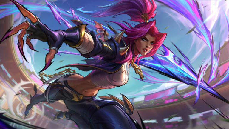 A stunning 4K wallpaper featuring the Soul Fighter Kalista skin from Wild Rift. Kalista, the Spear of Vengeance, is depicted in a dynamic and fierce stance, her spectral armor glowing with ethereal energy, set against a backdrop of haunting beauty within the League of Legends universe.