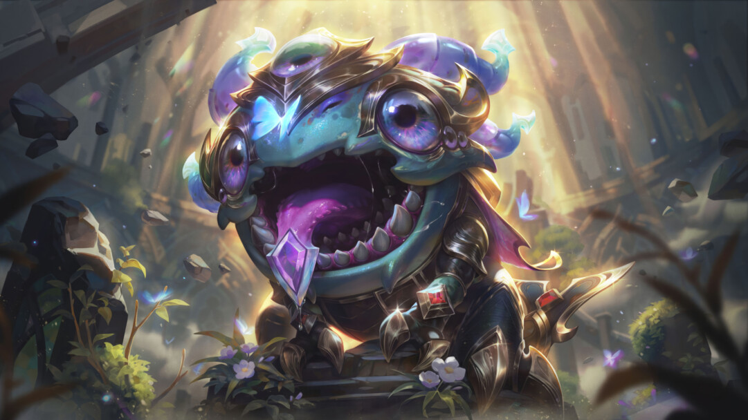 A stunning 4K wallpaper featuring the Victorious Kog'Maw skin from League of Legends. Kog'Maw, the Mouth of the Abyss, is depicted in regal, victorious armor, exuding an aura of triumph and prestige in the fantastical world of League of Legends.