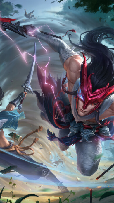 A mesmerizing 4K wallpaper presenting the dynamic duo of Yone and Yasuo from League of Legends: Wild Rift. Yone, the Unforgotten, and Yasuo, the Unforgiven, stand side by side in a striking display of camaraderie and determination, ready to face any challenge that comes their way within the immersive world of Wild Rift.