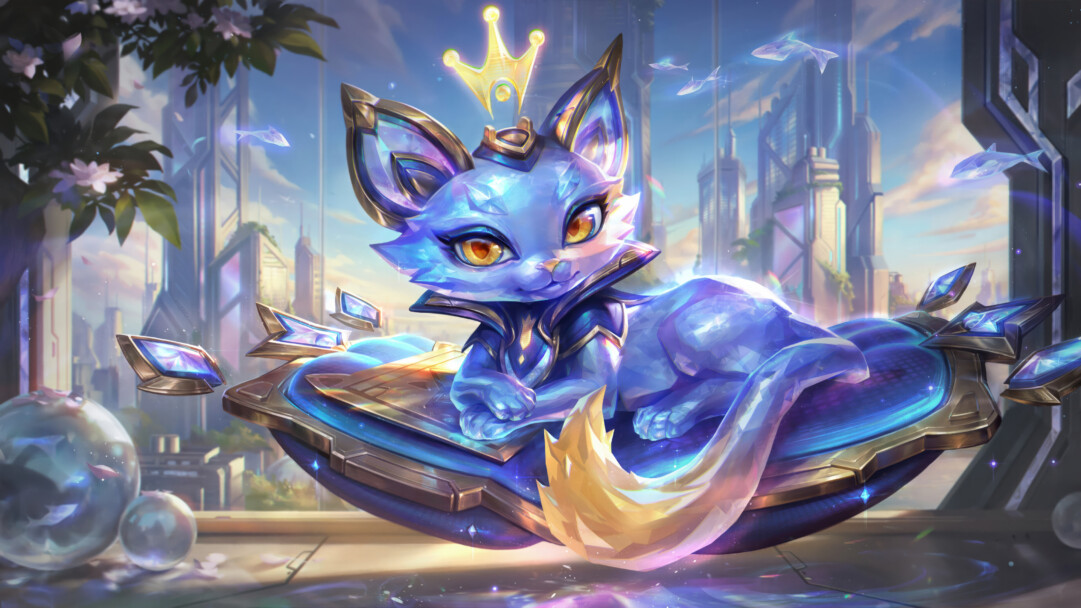 A stunning 4K wallpaper featuring the Prestige Cyber Cat Yuumi skin from League of Legends. Yuumi, the Magical Cat, is depicted in her sleek, futuristic armor, radiating an aura of advanced technology and elegance within the vibrant world of League of Legends.