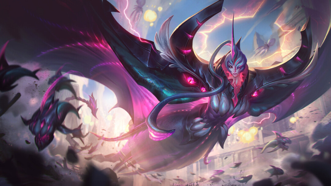 A stunning 4K wallpaper featuring the Primordian Bel’veth skin from League of Legends. Bel’veth, the fearsome Empress of the Void, is depicted in her primordial form, emanating an ancient and powerful aura in the vivid, otherworldly landscape of the game.