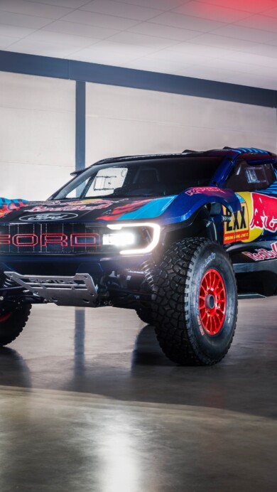 A striking 4K wallpaper featuring the 2024 Ford Raptor T1+ in a rugged off-road setting. The high-resolution image highlights the truck's powerful design and performance capabilities, perfect for automotive enthusiasts.