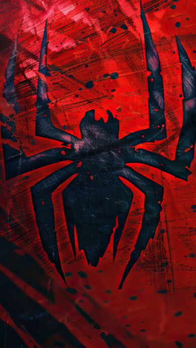 A striking 4K wallpaper featuring the Spider-Man emblem set against a grunge background. This high-resolution image captures the iconic symbol with an edgy, distressed look, perfect for fans of the superhero seeking a stylish and dynamic desktop or mobile wallpaper.