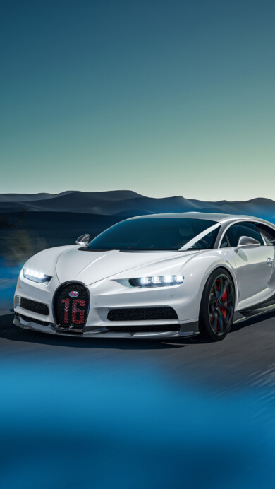A stunning 4K wallpaper featuring the Bugatti Chiron, showcasing its sleek design and powerful presence. The aesthetic image highlights the car's curves and luxury, perfect for automotive enthusiasts looking to elevate their desktop or mobile background.