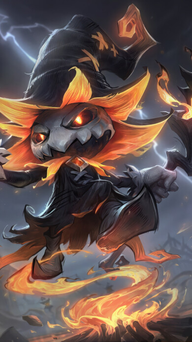 A stunning 4K wallpaper featuring the eerie Fright Night Veigar skin from League of Legends. Veigar, the Tiny Master of Evil, is showcased in his spooky new appearance, surrounded by haunted, carnival-themed elements that capture the sinister and whimsical vibe of the Fright Night collection.