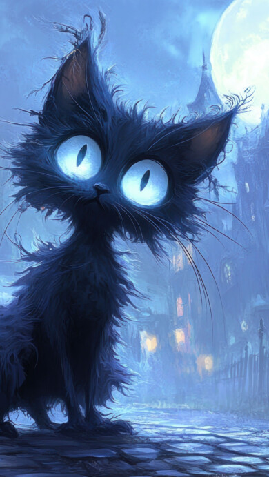 Eerie Black Cat 4K Wallpaper