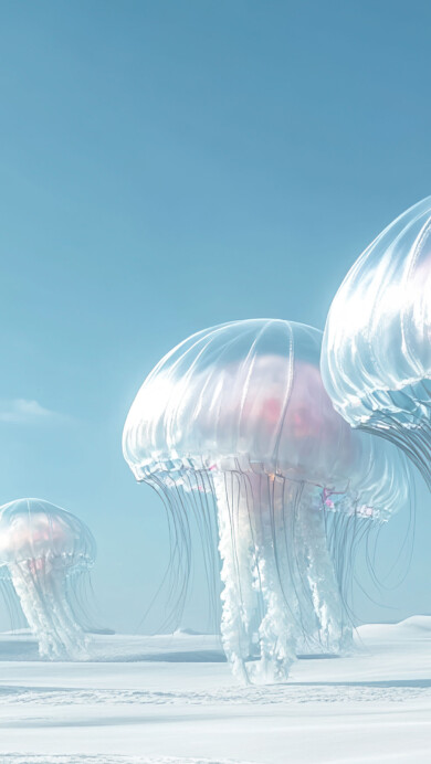 Giant White Jellyfish 4K Wallpaper