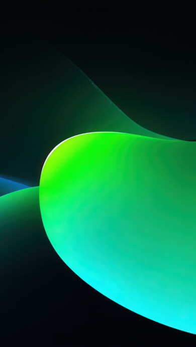 A mesmerizing 4K wallpaper featuring abstract waves in neon green and blue. Fluid motion flows across the scene, with luminous ribbons of color weaving and pulsing like electric currents. The vivid neon hues blend seamlessly, creating a dynamic and futuristic digital art display.