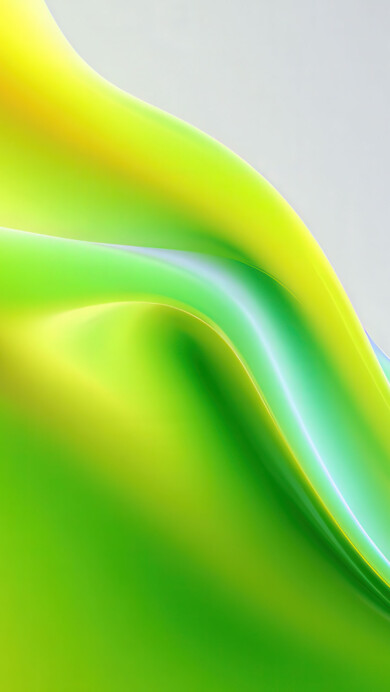An abstract background featuring smooth, wavy curves with a vibrant gradient transition from bright yellow to lush green, creating a fluid and organic visual.
