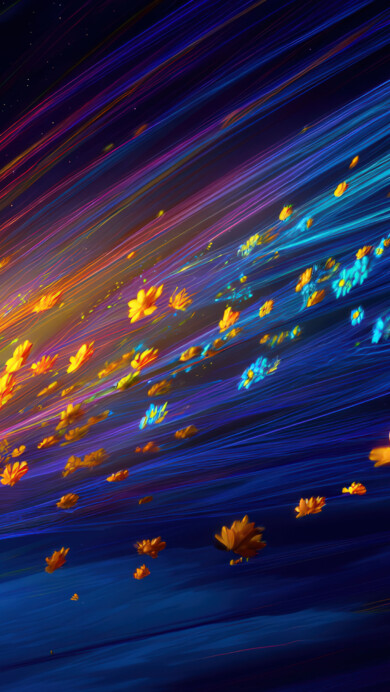 A mesmerizing digital painting depicts a river of luminous, otherworldly flowers flowing through a vibrant cosmic landscape. Streaks of stardust and glowing nebulae illuminate the scene, creating a magical and serene celestial garden.
