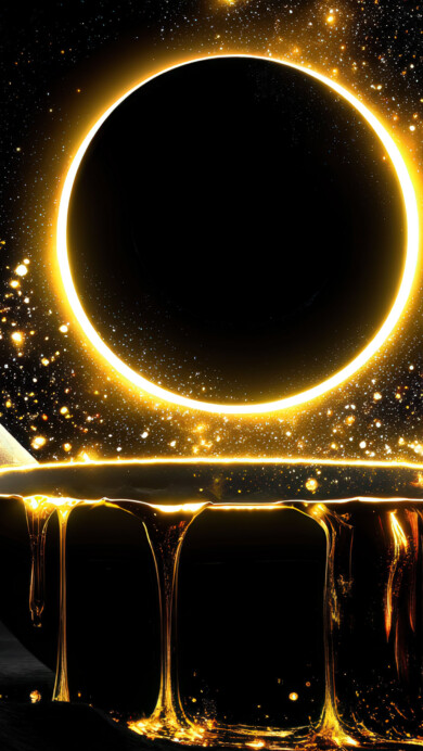 An otherworldly scene captures a luminous, ethereal moon appearing to "melt" or drip glowing light downwards, set against a dark, star-dusted night sky, creating a mystical and captivating celestial event.