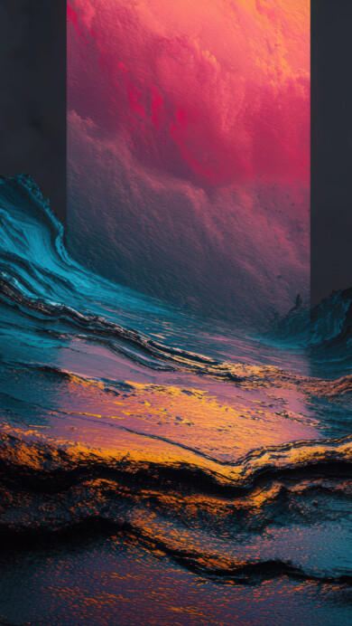 Abstract Textured Artwork Vibrant Dark Color Contrast