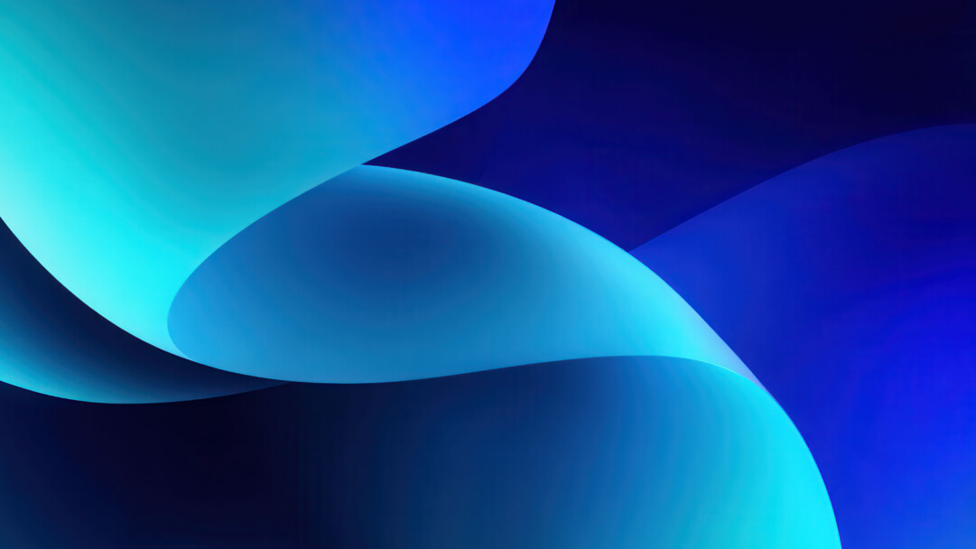 A mesmerizing 4K wallpaper of smooth, undulating abstract curves in shades of blue and cyan, creating a tranquil, oceanic depth. The interplay of brilliant aquamarine highlights and deep indigo shadows defines the fluid motion and luminous quality of the forms.