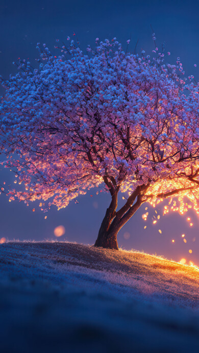 Glowing Cherry Blossom Tree Magic Hill