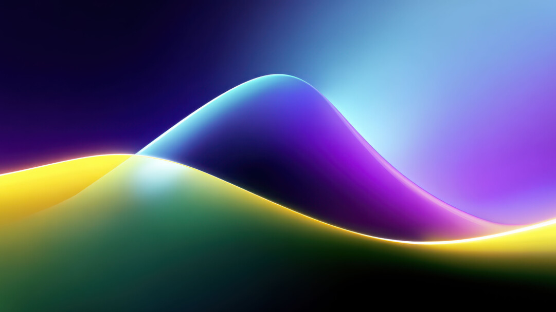A vibrant 4K wallpaper showcasing smooth, flowing abstract light curves across a dark, gradient background. Luminous edges define sweeping waves of gradient color, from electric blue and purple to glowing yellow and deep green, creating a dynamic and serene abstract composition.