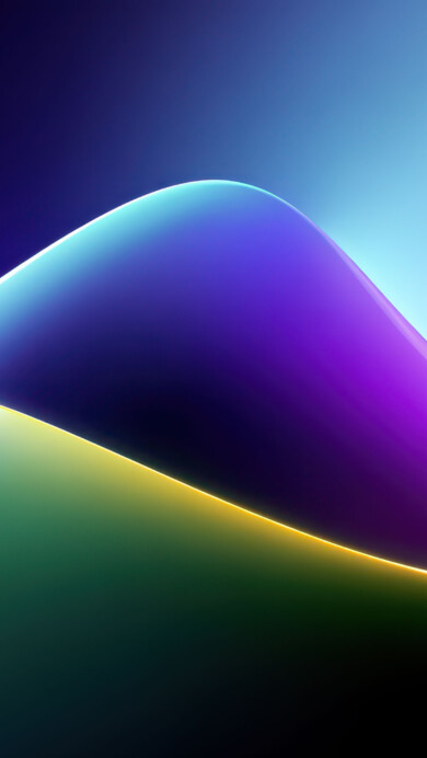 A vibrant 4K wallpaper showcasing smooth, flowing abstract light curves across a dark, gradient background. Luminous edges define sweeping waves of gradient color, from electric blue and purple to glowing yellow and deep green, creating a dynamic and serene abstract composition.