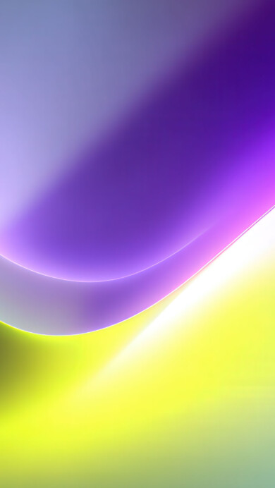 A vibrant 4K wallpaper showcasing smooth, flowing abstract waves formed by blending colors. These dramatic gradients transition from deep purple and dark green through bright yellow to soft blue and light violet, creating a dynamic and luminous visual experience.