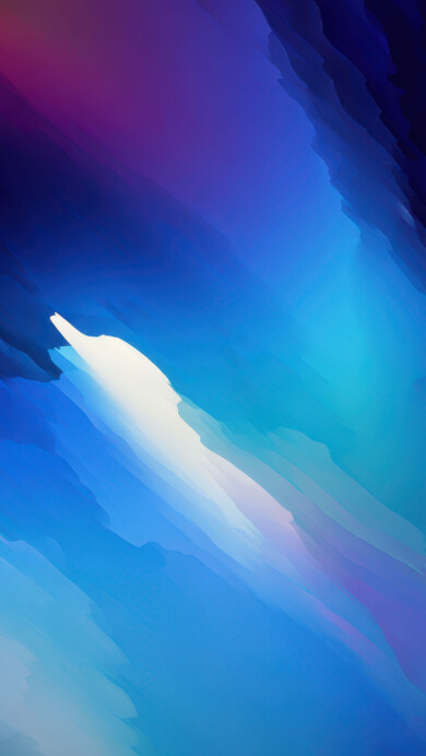 A mesmerizing 4K wallpaper composed of dynamic, layered abstract forms in a gradient of deep blues and purples. A vibrant central streak of luminous light blue and white illuminates the shifting hues, from dark navy to bright teal and subtle pink, creating a sense of depth and fluid motion.