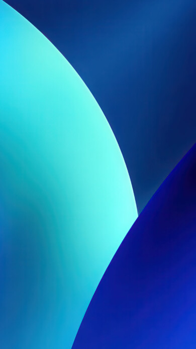 A vibrant 4K wallpaper showcases smooth, undulating bands of blue and cyan, creating an ethereal, abstract composition. The seamless gradients shift from deep indigo to bright aqua, highlighting the gentle curvature and evoking a sense of calm, flowing energy.