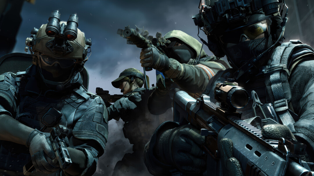 A high-stakes 4K wallpaper showcasing a combat-ready team of special forces operators, fully equipped and positioned for engagement amidst a hazy, debris-filled battlefield. The sharp focus on their advanced weaponry and determined, masked visages defines an atmosphere of intense tactical precision and impending action.