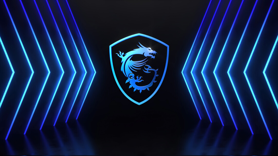 A sleek 4K wallpaper showcasing the iconic MSI Dragon logo centered within a futuristic blue neon gaming portal. The glowing blue and cyan lines create a dynamic, tunnel-like effect, evoking an intense, high-tech gaming atmosphere.