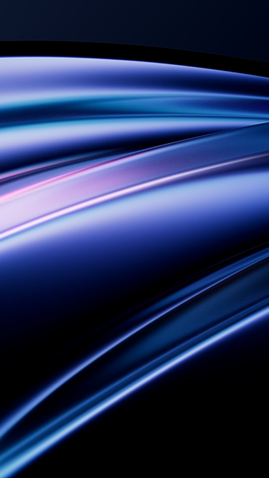 A captivating 4K wallpaper portrays abstract blue and purple gradient waves undulating across a deep, dark background. Luminous bands of shifting blue and purple hues create a fluid, shimmering effect, highlighting the elegant curves and enhancing the image's modern depth.