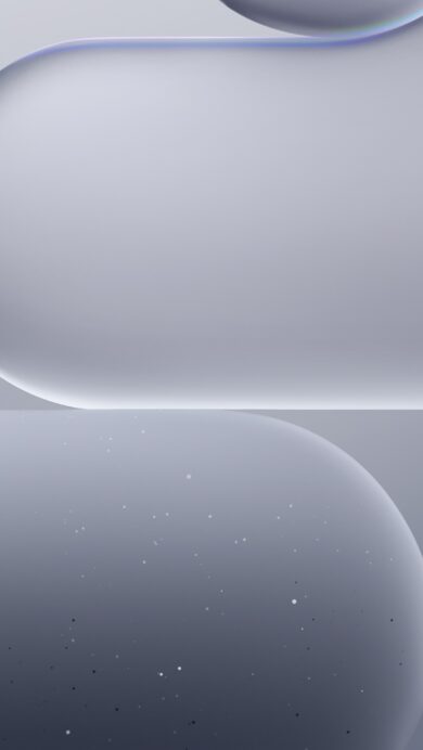 A sophisticated 4K wallpaper featuring two large, abstract gray curved shapes that appear to emerge and recede within the frame. Soft, diffuse light emphasizes their subtle gradients and crisp, luminous edges, imparting a serene and modern aesthetic.