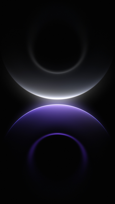 A captivating 4K wallpaper showcases abstract purple and white glowing arcs against a dark background. Their soft, luminous edges create a striking interplay of light and shadow, evoking a tranquil and futuristic mood.